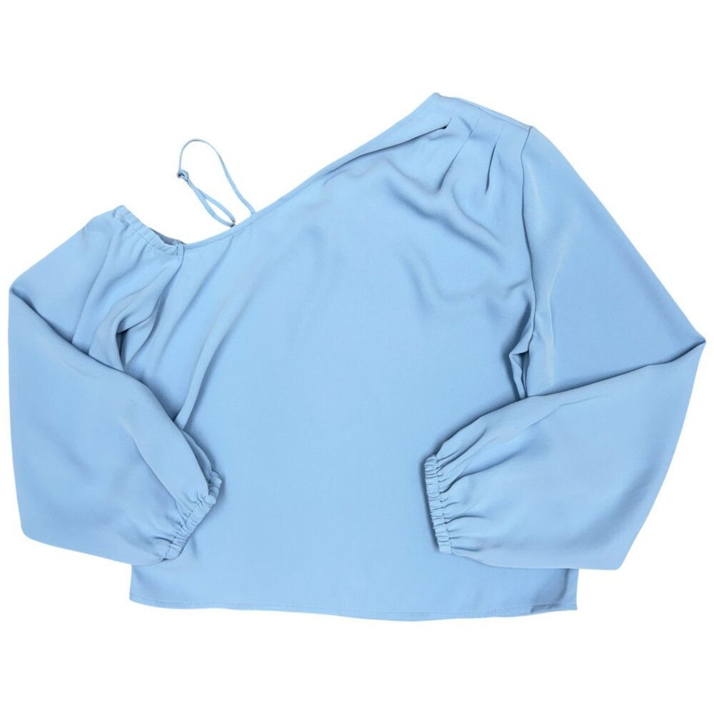 OPEN EDIT Women's NEW Pleated Asymmetric Top in Blue Lake | Size S - Picture 5 of 10
